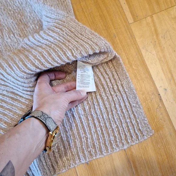 Madewell Oversized Knit Alpaca Cotton Blend Sweater Womens Size Medium Tan - Picture 9 of 10